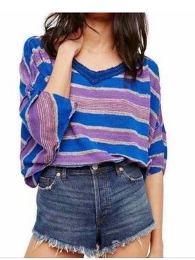 Free People Love Me Too metallic striped sweater